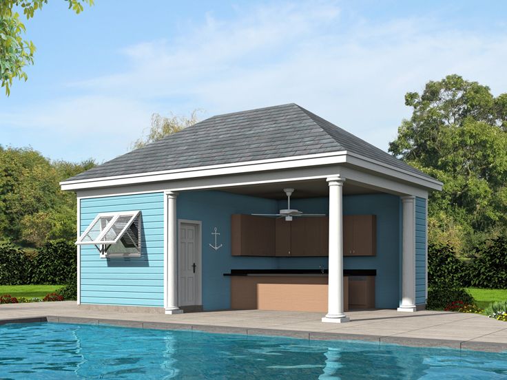 Pool House Plans Pool House With Kitchen 062P 0005 At Www TheProjectPlanShop